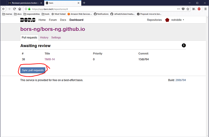 Underneath the list of pull requests, there's a button labeled "Sync pull requests"; if the History and Settings tabs don't show up, then the button won't either.